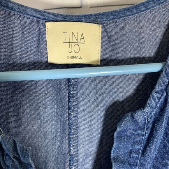 Tina + Jo Blue Denim Print Shift Dress Size XS - Picture 3 of 4
